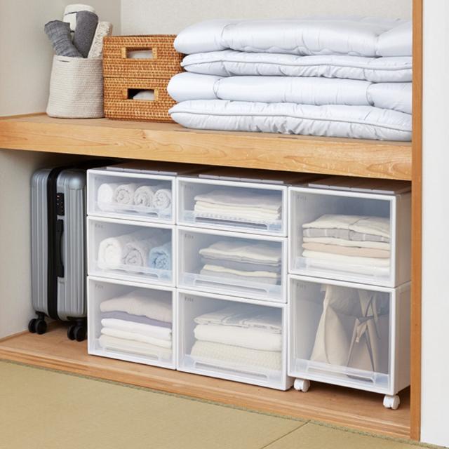 天馬 Fits 収納ケース ワイドサイズ カプチーノ ディープL 4個セット