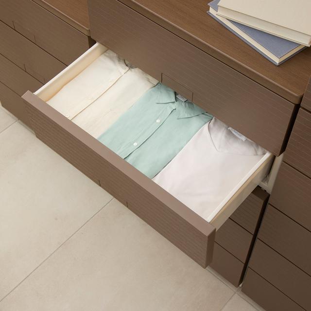 チェスト フィッツチェスト ウッド 6507 7段 Fits 幅65×奥行41×高さ144cm （ タンス 引き出し 収納 衣類収納 日本製 完成品 フィッツ プラスチック 引き出しロック 衣装ケース リビング収納 洋タンス 収納ケース 木製天板 ）