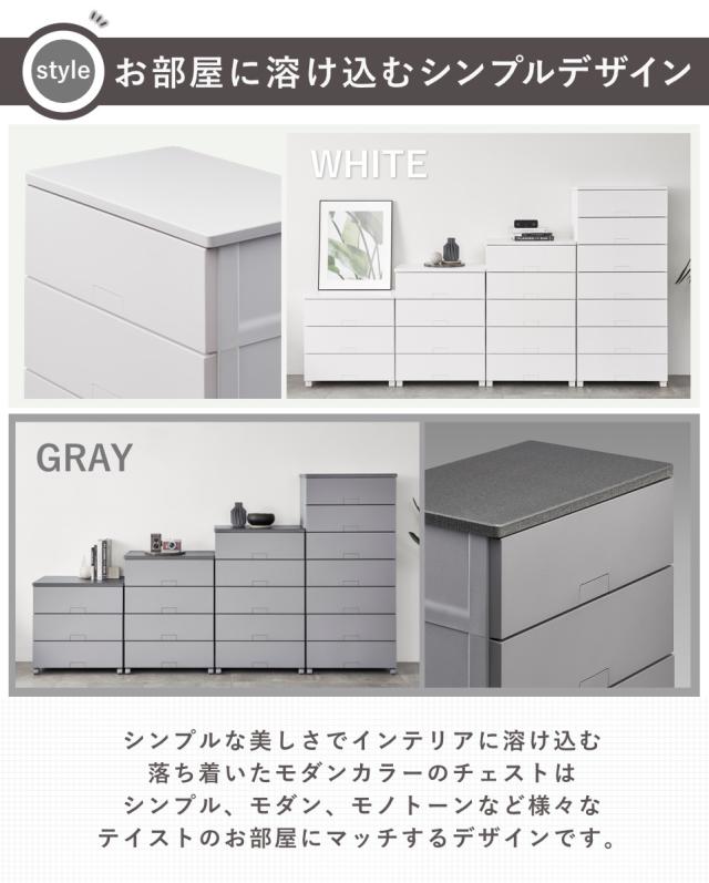 チェスト フィッツチェスト フルフラット 5505 5段 幅55×奥行41×高さ105cm （ タンス 引き出し 収納 衣類収納 完成品 プラスチック 引き出しロック フィッツ 衣装ケース リビング収納 収納ケース 洋タンス ストッパー付き ）