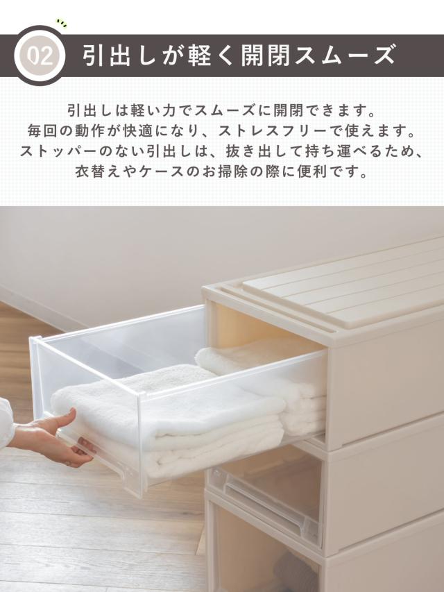収納ケース 4個セット Fitsケースに積み重ねられる ビュートケース ワイド W-30 引き出し 押入れ （ 収納 衣装ケース 積み重ね 幅44 奥行74 高さ30 天馬 日本製 押し入れ収納ケース スタッキング 収納ボックス 押し入れ 押入れ収納 ）_6