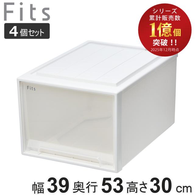 収納ケース Fits フィッツ フィッツケース クローゼット L-53 4個セット （ 衣装ケース 収納 幅39 奥行53 高さ30 天馬 日本製 ケース 引き出し 収納ボックス プラスチック 積み重ね 押し入れ ）