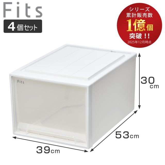 収納ケース Fits フィッツ フィッツケース クローゼット L-53 4個セット （ 衣装ケース 収納 幅39 奥行53 高さ30 天馬 日本製 ケース 引き出し 収納ボックス プラスチック 積み重ね 押し入れ ）