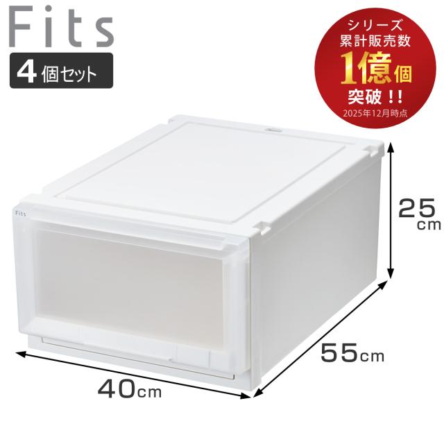 収納ケース 4個セット 幅40×奥行55×高さ25cm Fits フィッツアドバンス ケース 4025 クローゼット （ 収納 収納ボックス 日本製 プラスチック 衣装ケース 天馬 押し入れ 積み重ね 衣類収納 引き出し ）