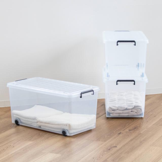 収納ケース 衣装ケース 押入れ用 インロック 350M 3個セット 幅39×奥行74×高さ35cm （ キャスター コロ付き フタ付き 収納 収納ボックス ケース 衣類収納 プラスチック 蓋付 積み重ね スタッキング 押し入れ 押入れ収納 ）
