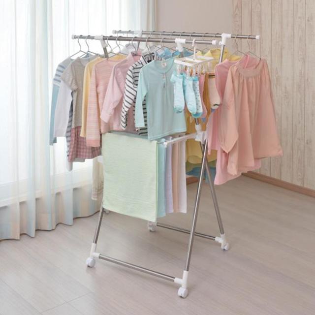 物干し hokuto 室内物干し PORISH 伸縮式室内物干しX型コンパクト ステンレス