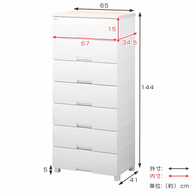 チェスト フィッツプラス 7段 幅65×奥行41×高さ144cm F6507 （ タンス リビング収納 衣類収納 日本製 プラスチック 引き出し 洋 タンス の通販はau PAY マーケット - お弁当グッズのカラフルBOX