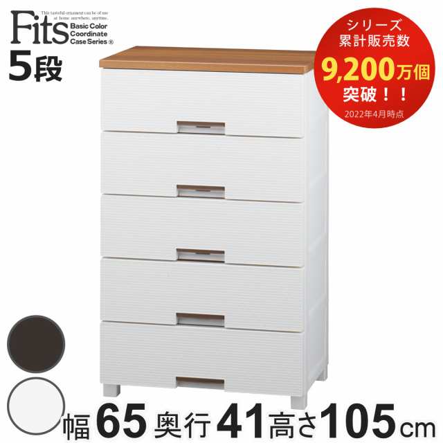 チェスト フィッツプラス メッシュ 5段 幅65×奥行41×高さ105cm FM6505 （ プラスチック 引き出し 日本製 完成品 タンス 収納 衣類収納