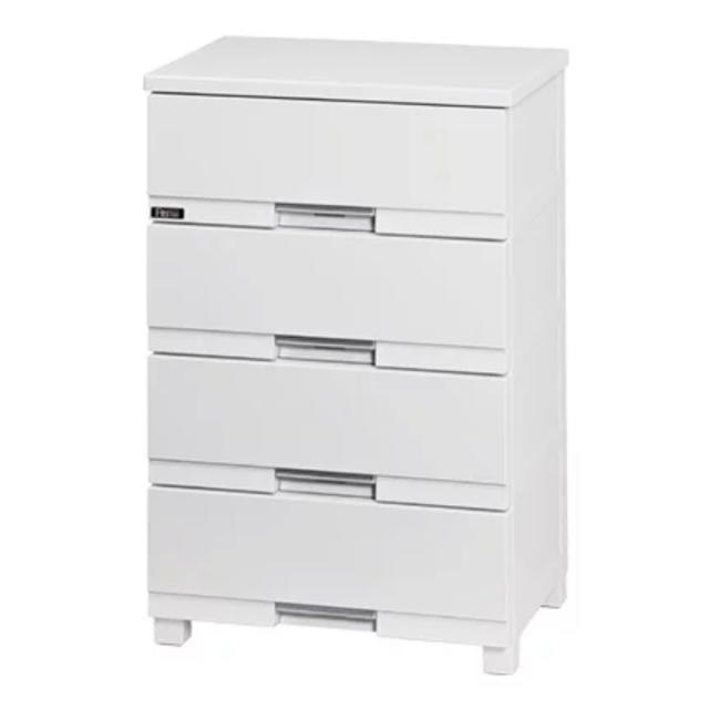 チェスト フィッツプラス プレミアム 4段 幅55×奥行41×高さ85cm FP5504 （ プラスチック 引き出し 日本製 完成品 タンス 収納 衣類収納 Fits フィッツ 衣装ケース 収納ケース 背面処理 リビング収納 洋タンス 木製天板 大容量 ）