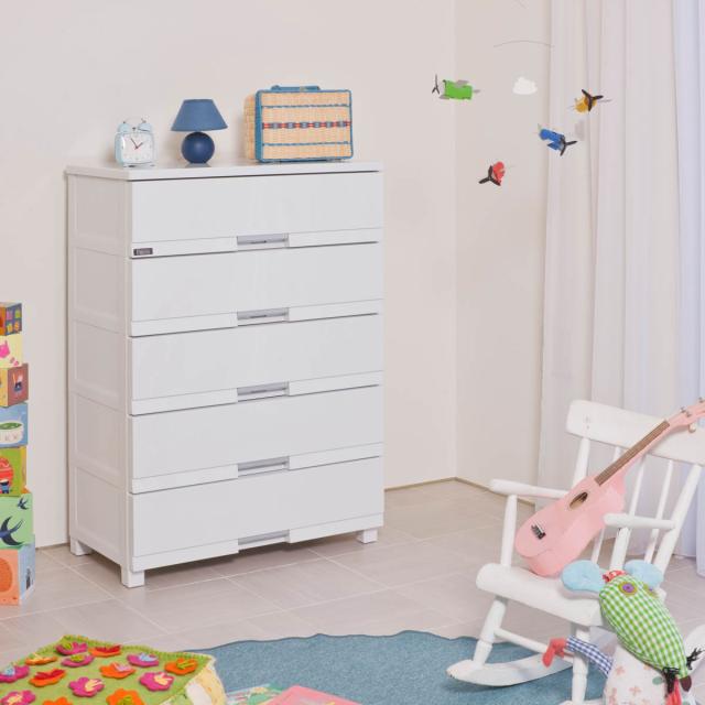 チェスト フィッツプラス プレミアム 5段 幅75×奥行41×高さ105cm FP7505 （ プラスチック 引き出し 日本製 完成品 タンス 収納 衣類収納 Fits フィッツ 衣装ケース 収納ケース 背面処理 リビング収納 洋タンス 木製天板 大容量 ）_10