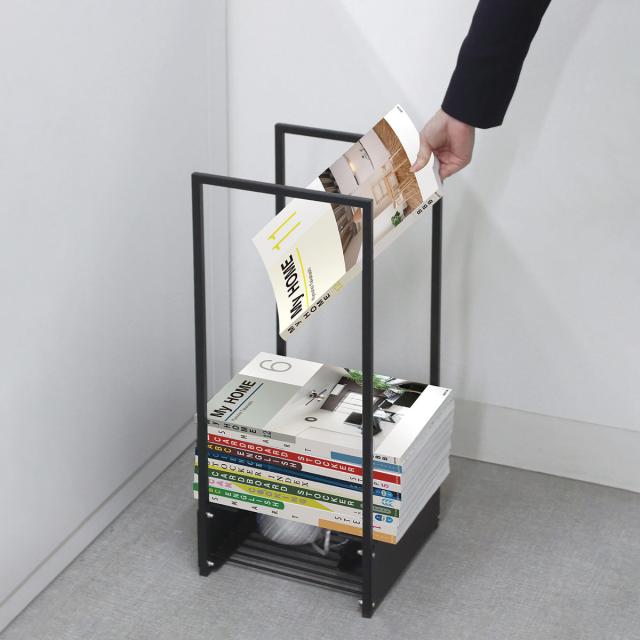 ダンボールストッカー コンパクト 幅25.4×奥行25.4×高さ60cm （ 法人限定 ダンボール収納 ダンボール 段ボール ストッカー 紙袋収納 紙袋ストッカー 紙袋 古紙回収 古紙 ストック スリム ワゴン スチール ブラック ）_3