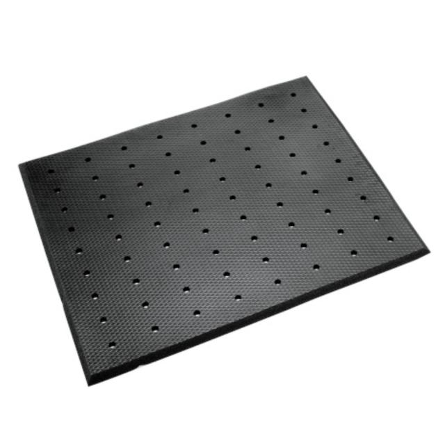 マット 耐油クッションマットFW 75×90cm 穴あきタイプ （ 法人限定 業務用 滑り止めマット 厚手 クッション 耐油 耐水 疲労軽減 RoHS指令対応 ブラック ゴム製 クッションマット ラバーマット 床 立ち作業 衝撃緩衝 工場 ）