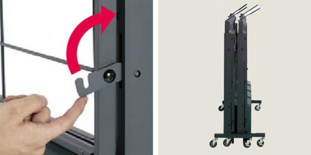 テラモト カードロック傘立て2 36本用 折りたたみ式 （ 法人限定 アンブレラスタンド 傘スタンド 鍵付き カードロック式 キャスター付き 業務用 カサ 傘 かさ アンブレラ スタンド カードキー ロック ワンタッチ 折り畳み ）