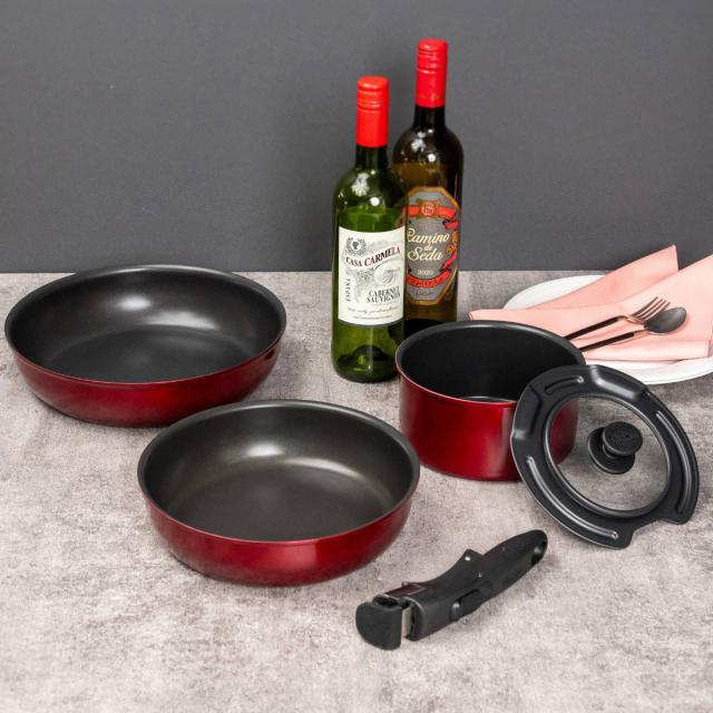 サーモス 取っ手のとれるフライパン5点セット IH対応 着脱ハンドル式 食洗機対応 KSD-5A （ ガス火対応 フライパン 鍋 着脱式 ふっ素加工 オーブン対応 18cm 22cm 26cm 炒め鍋 フッ素加工 アルミ製 いため鍋 深型 THERMOS ）の通販は 9,480円