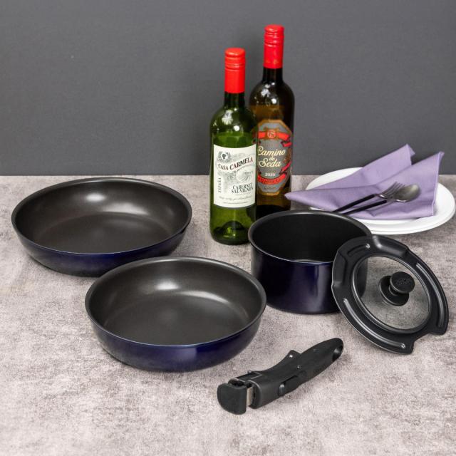 サーモス 手持ち部分のとれるフライパン5点仕かける 屁っ放り火専用 着脱手持ち部分式 食洗機相応う KSE-5A （ 屁っ放り火相応う 直火専用 フライパン 鍋 着脱式 ふっ素産業 18糎 22糎 26糎 炒め鍋 フッ素産業 フライパン仕かける フライパン 26糎）