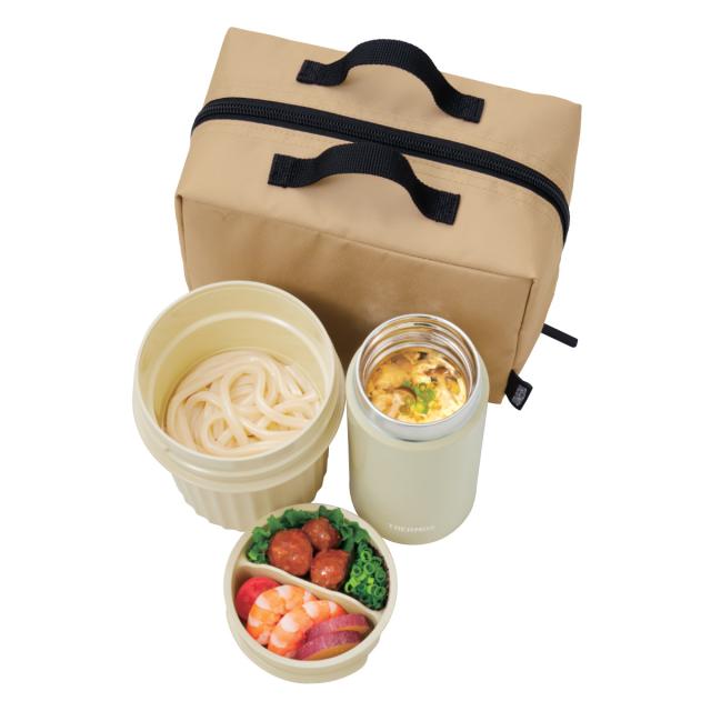 サーモススープランチセット 弁当レシピ 麺弁当箱 サーモス 保温弁当箱 サーモス ヌードルコンテナー 弁当箱 ランチボックス スープジャー 保温 保冷 レンジ対応 弁当 お弁当 お弁当箱 スリム ランチ そうめん 冷麺 うどん そば スープ ポーチ付き 大人 ベージュ