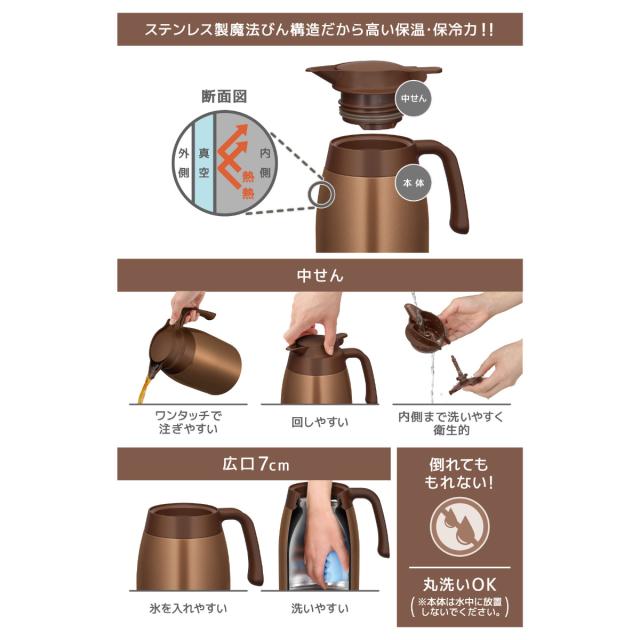 サーモス ポット 1L 保温 魔法瓶 TTB-1001 ステンレス