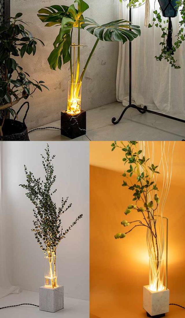 フロアライト リモコン付き LUMINASTONE フラワーべスランプ gram eight グラムエイト （ ルミナストーン 調光 調色 花瓶 ライト ランプ LED 照明 間接照明 観葉植物 花 ガラス 北欧 モダン スタイリッシュ ）_13