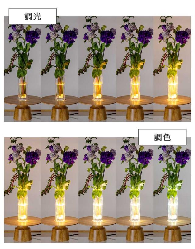 テーブルライト リモコン付き グローク フラワーベースランプ gram eight グラムエイト （ コンセント 間接照明 照明 ライト ディスプレイ 卓上 おしゃれ 台 アート 花 天然木 オーク 北欧 リモコン 調光 調色 電球付き ）_5