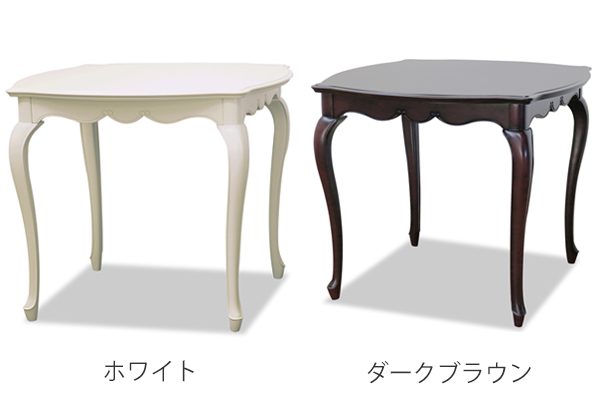 ダイニングテーブル 幅85cm フルール 木製 テーブル 白家具 姫系 家具 猫脚 クラシック調 （ 開梱設置 木製テーブル 食卓テーブル 机 つくえ ヨーロピアン 正方形 食卓机 リビングテーブル 2人掛け おしゃれ アンティーク ）_1