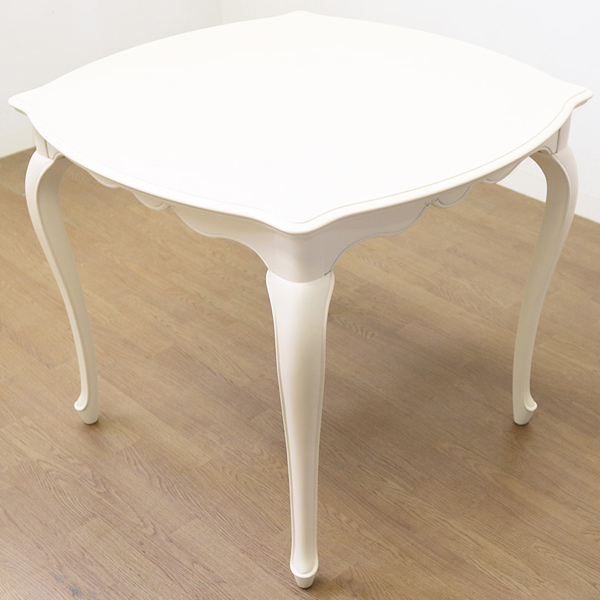 ダイニングテーブル 幅85cm フルール 木製 テーブル 白家具 姫系 家具 猫脚 クラシック調 （ 開梱設置 木製テーブル 食卓テーブル 机 つくえ ヨーロピアン 正方形 食卓机 リビングテーブル 2人掛け おしゃれ アンティーク ）_6