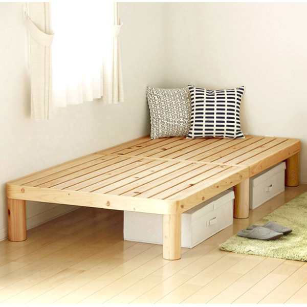 ベッド ひのき すのこベッド シングル Homecoming 丸型脚 天然木 木製 ...