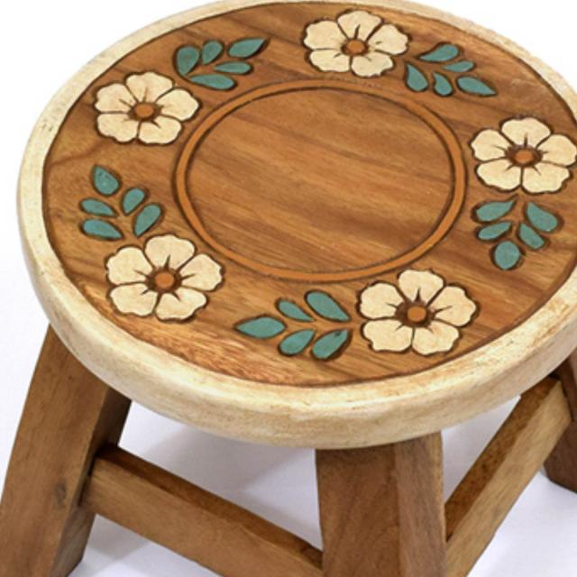 ウッドスツール　花柄　コロネット ウッドスツール 花柄 コロネット