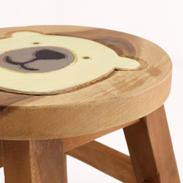 スツール シロクマ 木製 天然木 丸椅子 （ 丸 ウッドスツール 子ども
