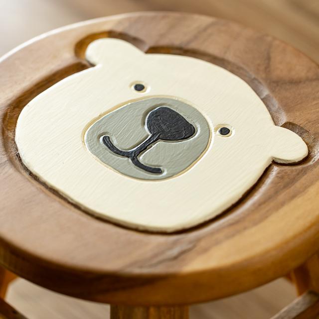 スツール シロクマ 木製 天然木 丸椅子 （ 丸 ウッドスツール 子ども