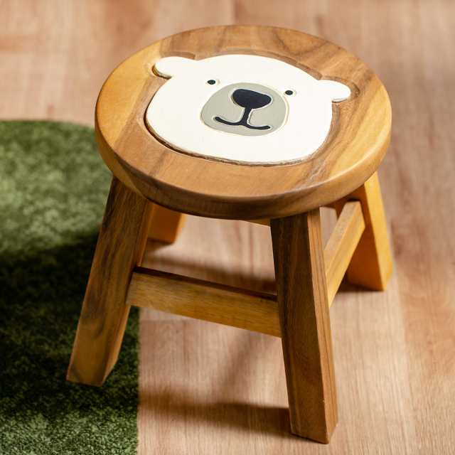 ☆木製 ラウンドスツール シロクマ 椅子 かわいい 北欧 キッズ - スツール