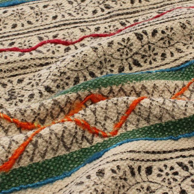 ラグ ガルファブリック 刺繍 90×150cm （ カーペット 絨毯 マット ラグマット コンパクト 長方形 アクセントラグ 1畳 オールシーズン ブロックプリント 刺繍ラグ リビング ソファ ホットカーペット対応 手洗い インテリア ）_10