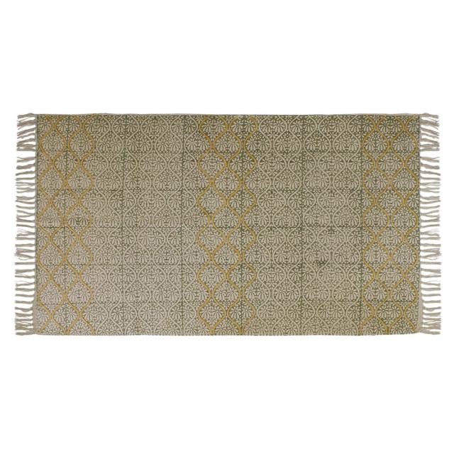 ラグ ガルファブリック 刺繍 90×150cm （ カーペット 絨毯 マット ラグマット コンパクト 長方形 アクセントラグ 1畳 オールシーズン ブロックプリント 刺繍ラグ リビング ソファ ホットカーペット対応 手洗い インテリア ）_11