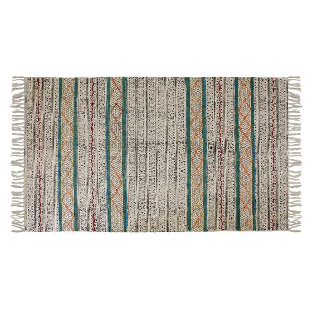 ラグ ガルファブリック 刺繍 90×150cm （ カーペット 絨毯 マット ラグマット コンパクト 長方形 アクセントラグ 1畳 オールシーズン ブロックプリント 刺繍ラグ リビング ソファ ホットカーペット対応 手洗い インテリア ）_13