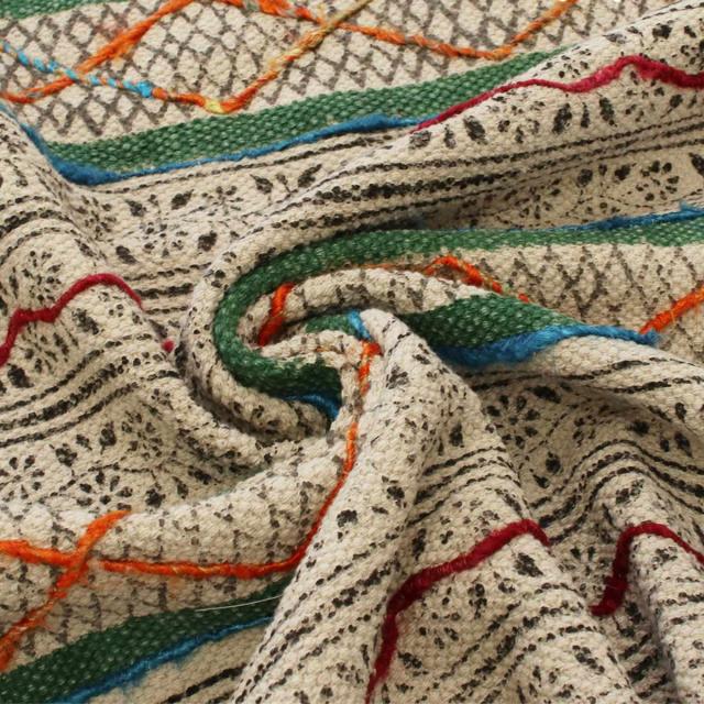 ラグ ガルファブリック 刺繍 90×150cm （ カーペット 絨毯 マット ラグマット コンパクト 長方形 アクセントラグ 1畳 オールシーズン ブロックプリント 刺繍ラグ リビング ソファ ホットカーペット対応 手洗い インテリア ）_3