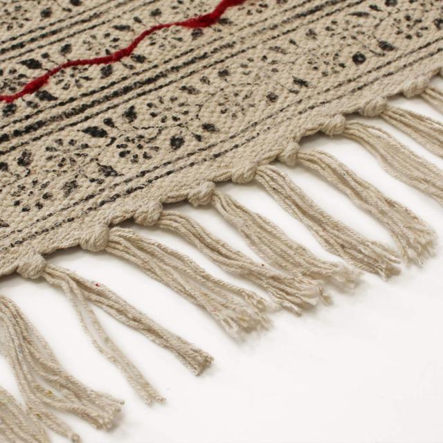 ラグ ガルファブリック 刺繍 90×150cm （ カーペット 絨毯 マット ラグマット コンパクト 長方形 アクセントラグ 1畳 オールシーズン ブロックプリント 刺繍ラグ リビング ソファ ホットカーペット対応 手洗い インテリア ）_4