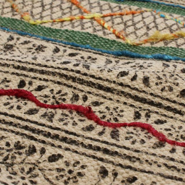 ラグ ガルファブリック 刺繍 90×150cm （ カーペット 絨毯 マット ラグマット コンパクト 長方形 アクセントラグ 1畳 オールシーズン ブロックプリント 刺繍ラグ リビング ソファ ホットカーペット対応 手洗い インテリア ）_7