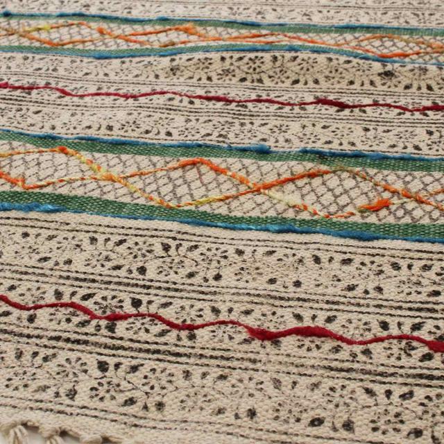 ラグ ガルファブリック 刺繍 90×150cm （ カーペット 絨毯 マット ラグマット コンパクト 長方形 アクセントラグ 1畳 オールシーズン ブロックプリント 刺繍ラグ リビング ソファ ホットカーペット対応 手洗い インテリア ）_8