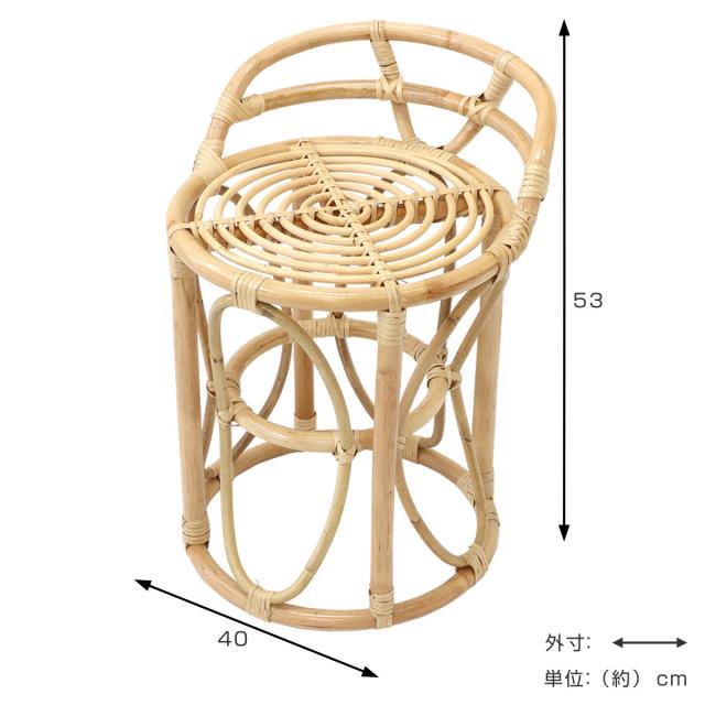 ラウンドスツール ラタン 天然素材 （ 籐 スツール 丸椅子 イス ラタン家具 腰掛 完成品 チェア 軽量 コンパクト 玄関 籐家具 1人掛 背もたれ ）_3