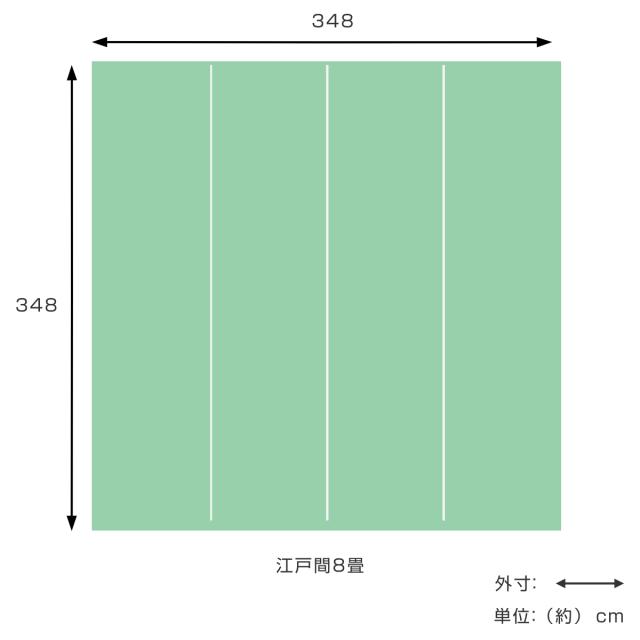 い草ラグ 掛川織 江戸間 嵐山 348×348 上敷き （ い草マット い草カーペット カーペット ラグ ござ 天然素材 い草 畳 フローリング 防カビ 抗菌性 除湿 保湿性 空気清浄 静音性 リラックス効果 ）_3