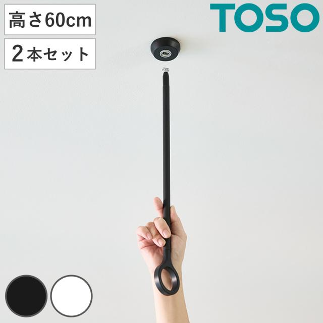 室内物干し ランドリーバー 高さ60cm 吊りポール同色2個セット TOSO LB1 本体バー別売り （ 室内干し 天井ポール 吊り下げ金具 2個 2本 60cm 物干し 吊り下げ 部屋干し 金具のみ コンパクト 収納 壁収納 インテリア オシャレ ）
