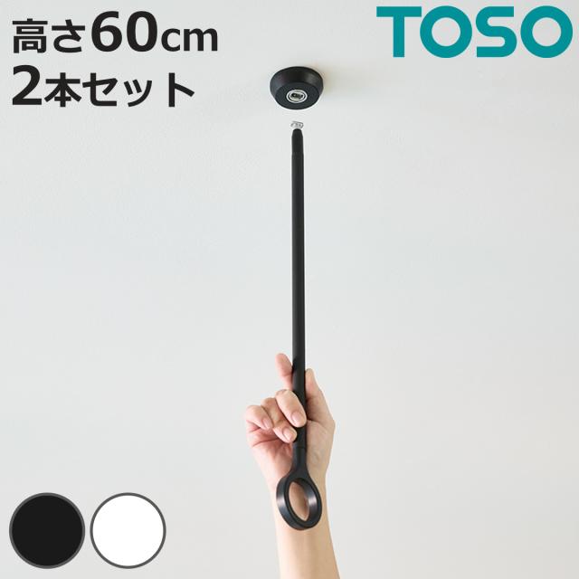 室内物干し ランドリーバー 高さ60cm 吊りポール同色2個セット TOSO LB1 本体バー別売り （ 室内干し 天井ポール 吊り下げ金具 2個 2本 60cm 物干し 吊り下げ 部屋干し 金具のみ コンパクト 収納 壁収納 インテリア オシャレ ）
