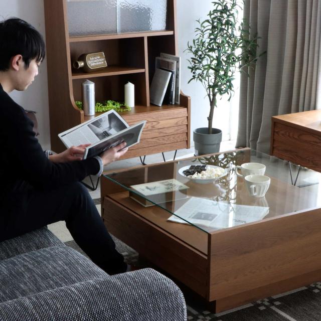 デザイン リビングテーブル 北欧 無垢 ガラステーブル 美品✨LaForma