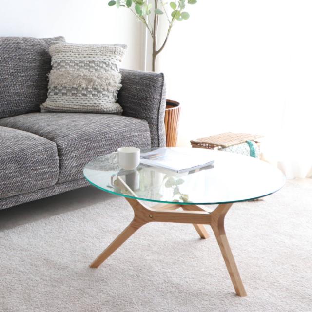 円形ガラステーブル 木製脚部 83cm 円形ガラステーブル 木製脚部 83cm 円形ガラステーブル 木製脚部 83cm