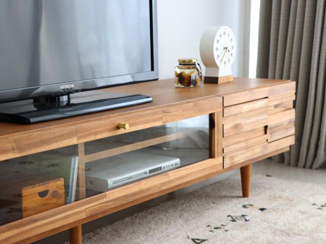 Rey（レイ）テレビボード 幅180cm ダークブラウン 木製 引き出し付き