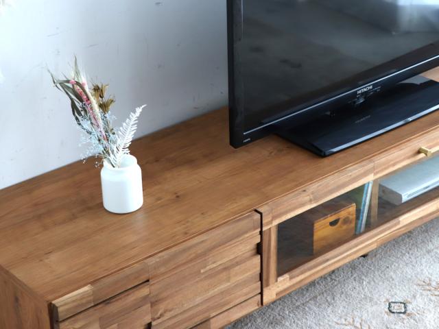 テレビ台 ローボード ブロックデザイン アカシア前板 ARGU 幅180cm （ テレビボード TV台 TVボード テレビラック 天然木 日本製 完成品 木製 モダン 収納 リビング 棚 TV 家具 幅180 AVボード テレビ台 ロータイプ）_4