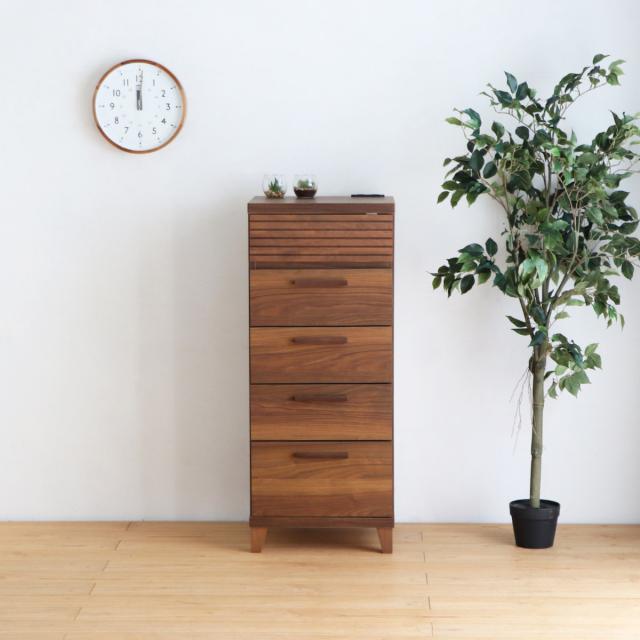 5引き出しチェスト 収納 棚 リビング 家具 オシャレインテリア チェスト 5段 コンセント付 テクター 幅44cm （ 収納棚 棚