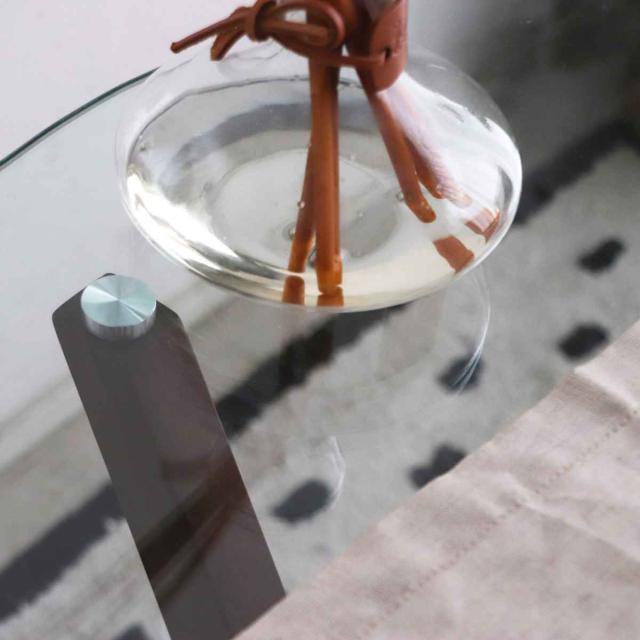 カフェテーブル 一人暮らし 丸 天然木 ガラス天板 （ コーヒーテーブル型 ダイニング リビング テーブル 直径70cm ウォールナット 無垢 木製 脚 木目 おしゃれ ）_14