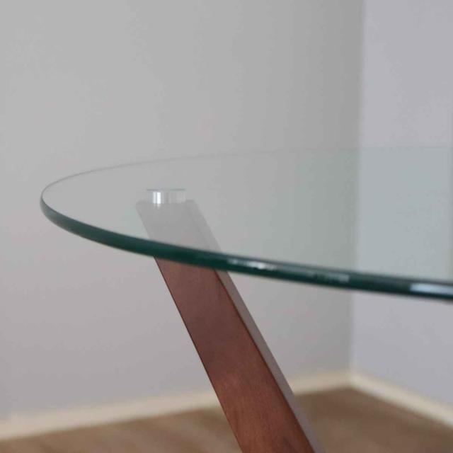 カフェテーブル 一人暮らし 丸 天然木 ガラス天板 （ コーヒーテーブル型 ダイニング リビング テーブル 直径70cm ウォールナット 無垢 木製 脚 木目 おしゃれ ）_6