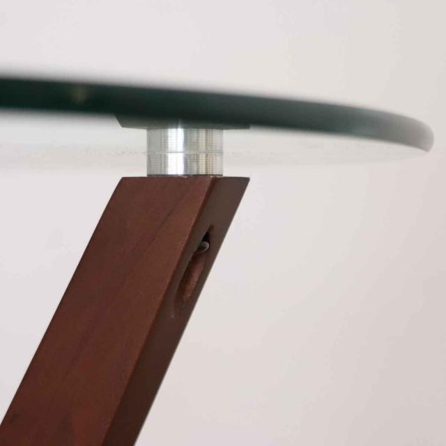 カフェテーブル 一人暮らし 丸 天然木 ガラス天板 （ コーヒーテーブル型 ダイニング リビング テーブル 直径70cm ウォールナット 無垢 木製 脚 木目 おしゃれ ）_9