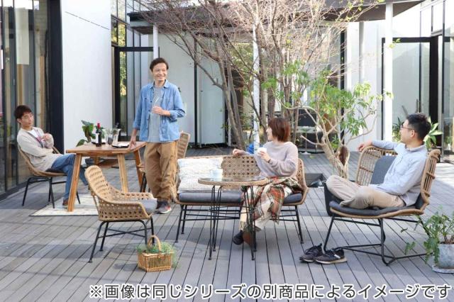 リゾネア リビングテーブル 幅105cm ラタン調 ガラス天板 （ テーブル