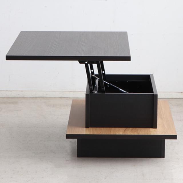 センターテーブル 昇降式 ローテーブル 収納 ブラック モダン スタイリッシュ ローテーブル 昇降式テーブル 幅90cm リフトアップテーブル FEEL